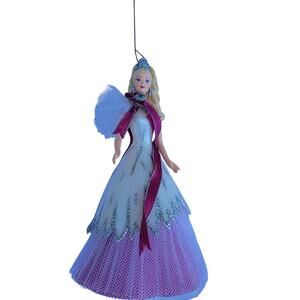 Vintage Barbie Christmas Ornament in White Gown with Tiara 2005s Mattel